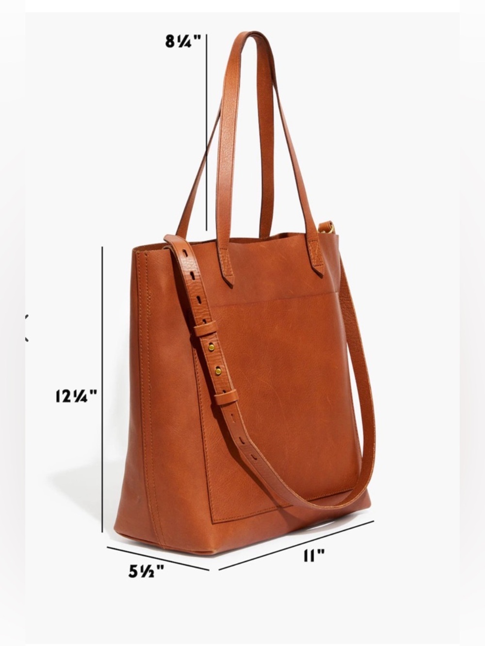 Madewell The Medium Transport Tote Leather Bag English Saddle - Picture 5 of 17